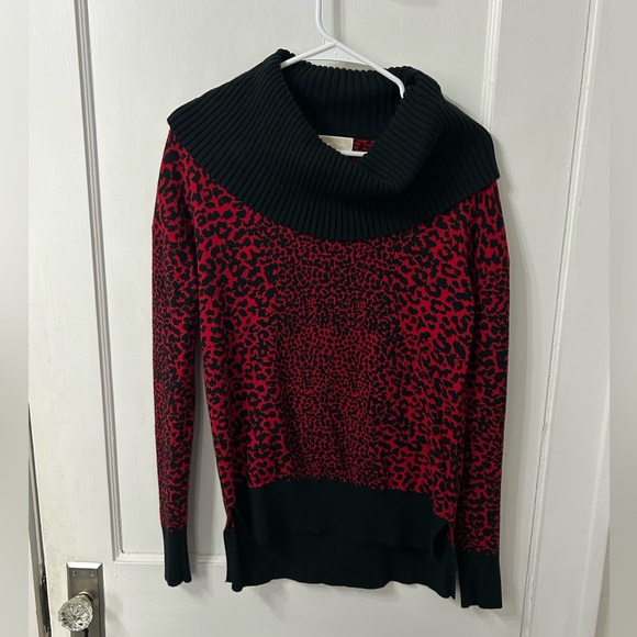 Michael Kors Sweaters - Michael Kors Red and Black Cowl Neck Sweater